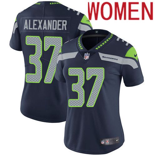 Women Seattle Seahawks #37 Shaun Alexander Nike Navy Vapor Limited NFL Jersey